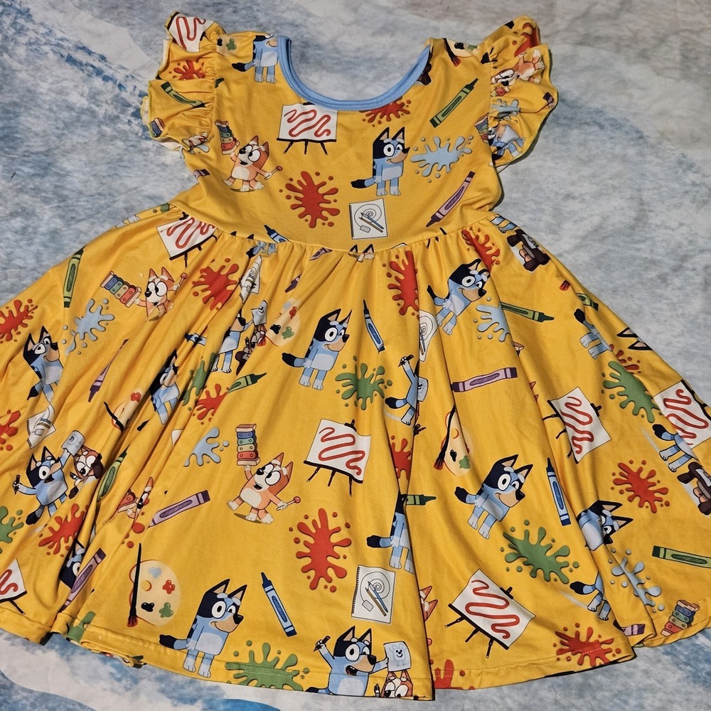 Milksilk Back to School Cartoon Dog Twirl Dress Girls Size 10/12 Pockets